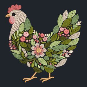 Chicken Sweatshirt YOUTH Embroidered Floral Hen Unisex Crewneck Sweatshirt Farm